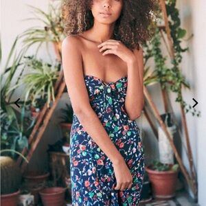 SEZANE ONDINE strapless mini  floral navy dress EUR 38 = M